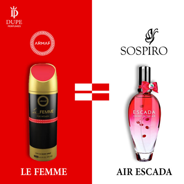 ARMAF LE FEMME FOR (W) PERFUME SPRAY 200ML DUPE scada's Cherry in the Air and Sospiro's Erba Pura